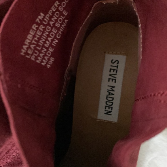 Steve Madden Harber Burgundy Leather Ankle Boots Heels Size 7M - Picture 3 of 6